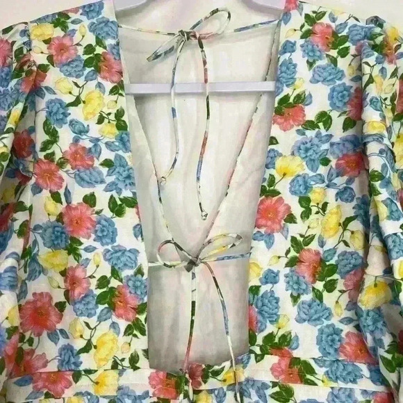 Amur Avian Puff Sleeve Floral Mini Dress in White Anemone Floral Size XL NWT - Picture 8 of 16